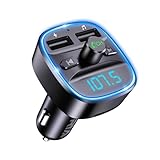 ORIA Bluetooth Adapter Auto, FM Transmitter Auto Bluetooth 5.3, Rauschunterdrückung Mikrofon & 2 USB Aufladung, Freisprechen, Adapter für Car Radio, unterstützen BT, SD-Karte, USB-Disk