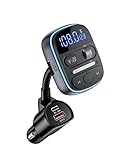 LENCENT Bluetooth FM Transmitter, Bluetooth Auto Adapter, Auto FM Bluetooth Adapter mit PD 30W QC3.0 Schnellladegerät, Hi-Fi Musik/Klartextanrufe【Farbiges Licht】