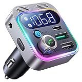 Muyilanc Bluetooth 5.3 Autoadapter Dual Mics HiFi Deep Bass Sound Bluetooth FM Transmitter für Auto-Freisprecheinrichtung Bluetooth-EmpfäNger