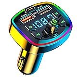 PEKKA Auto-Bluetooth-FM-Transmitter Auto-Bluetooth-MP3-Player Dual-USB-AutoladegeräT mit EQ-AtmosphäRenlicht