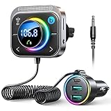 JOYROOM Bluetooth 5.3 Adapter Auto,【Bass Boosted & Hi-Fi Stereo】Musik FM Transmitter ,【30W PD & Dual 18W QC 3.0】Freisprechanlage für Unterstützung Aux Ausgang & TF Karte